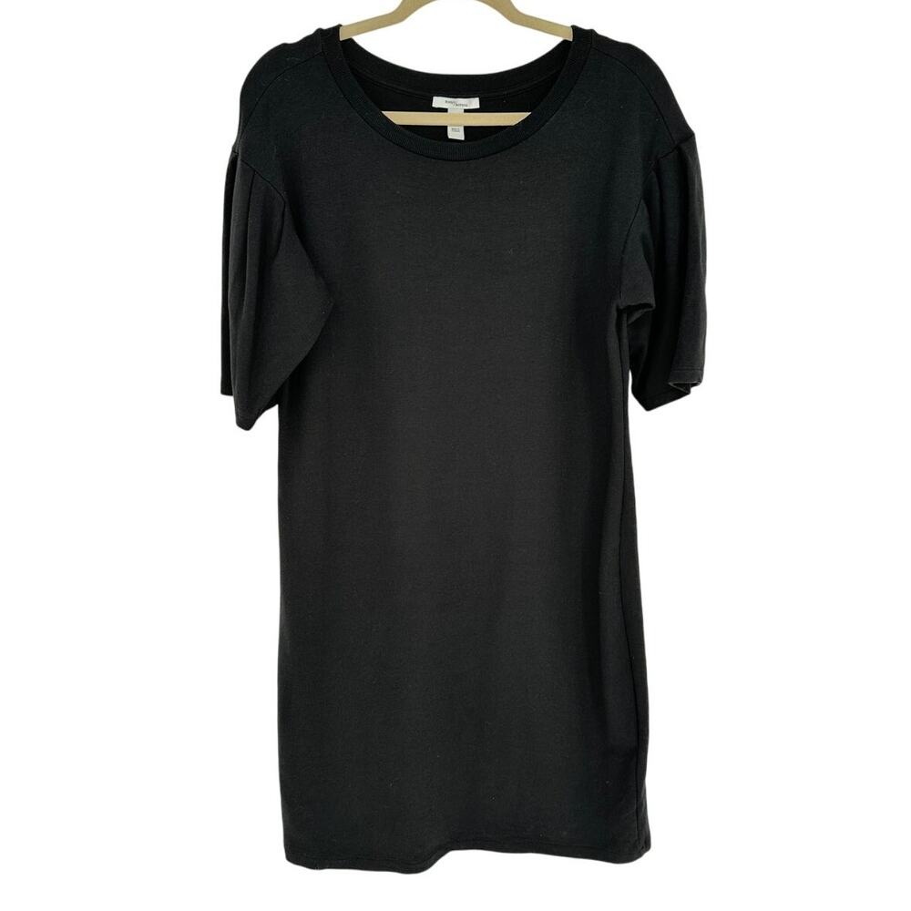 Daily Ritual‎ Size S Black Knee Length Dress Short Puff Sleeve Cotton Modal EUC